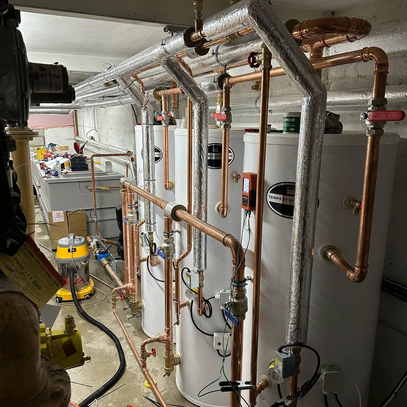 Insulated plant room pipework and valves